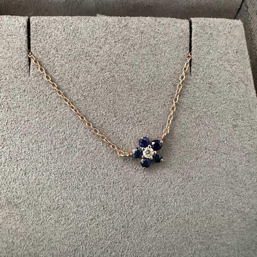 Ferko’s Fine Jewelry Blue Sapphire and 14k Rose Gold Necklace 18” - new - Picture 2 of 4